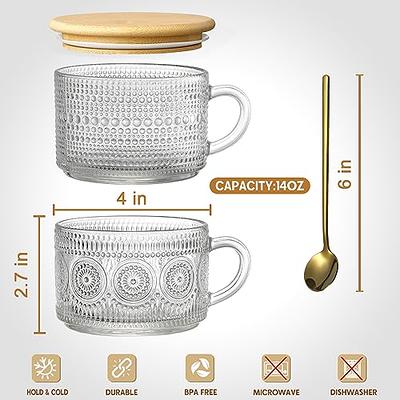 2 4 6 Latte Coffee Tea Glass Kitchen Cup Set Mug With Spoon Straw & Metal  Handle