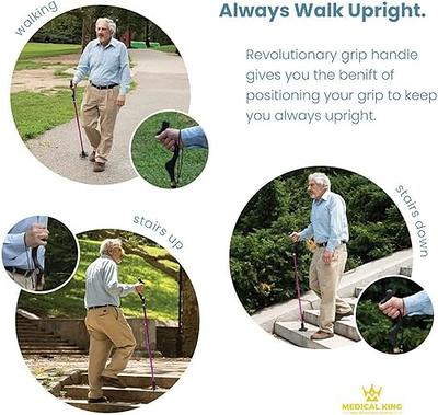 Posture Walking Cane - Walking Stick For Balance For Men & Women Seniors -  Lightweight, 10 Adjustable Heights, Portable & Self Standing Cane Mobility