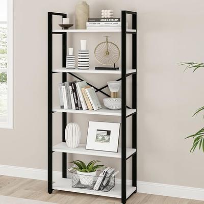 Homeiju homeiju bookshelf, 3 tier industrial bookcase, metal small  bookcase, rustic book shelf storage organizer for living room, bed