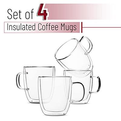 Insulated Double Wall Mug Cup Glass-Set of 4 Mugs/Cups for  Coffee,Cappuccino,latte,espresso,Tea,Thermal,Clear,80ml