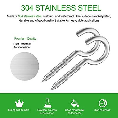 304 Stainless Steel Screw-in Hooks, Metal Hooks, Heavy-Duty Screw Eye  Hooks