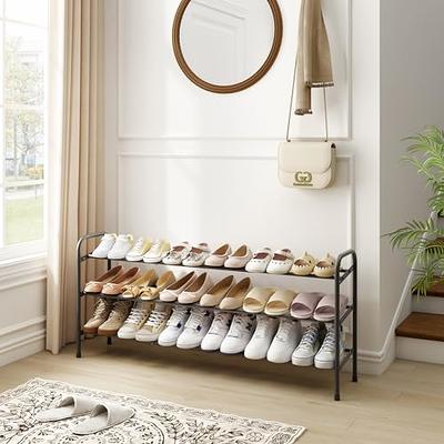 AOODA Long 2 Tier Shoe Rack for Closet Metal Wide Stackable Shoe Storage  Organizer for Entryway, Bedroom