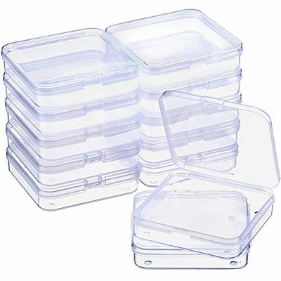 ZORRITA 6 Pack Small Plastic Containers with Hinged Lids, Rectangle Clear Plastic Storage Boxes for Beads, Jewelry, Game Pieces and Crafts Items