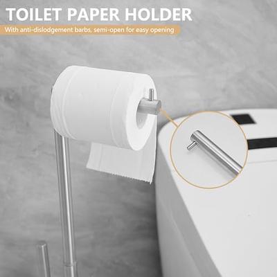 Toilet Paper Holder Free Standing, Toilet Paper Holder Stand with Storage,  Brushed Nickel Toilet Paper Stand for Bathroom, Tissue Roll Holder for 4