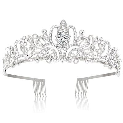 Didder Silver Crystal Tiara Crowns for Women Girls Elegant Princess Crown  with Combs Tiaras for Women Bridal Wedding Prom Birthday Cosplay Halloween  Costumes Hair Accessories for Women Girls 01 Silver