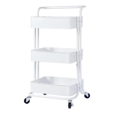LEZIOA 3 Tier Rolling Cart, Ajustable Art Craft Cart Organizer on Wheels,  Metal Utility Storage Cart with Handle for Kitchen Bathroom, Mobile