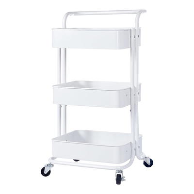  LEZIOA 3 Tier Rolling Cart, Ajustable Art Craft Cart Organizer  on Wheels, Metal Utility Storage Cart with Handle for Kitchen Bathroom,  Mobile Multifunctional Salon Trolley Makeup Cart, Easy Assembly : Office