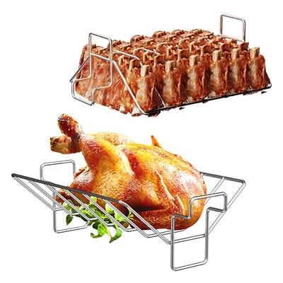 BBQ Future 2-in-1 Rib Racks & Chicken Rack for Smoker Grills and Oven,  Stainless Steel Poultry Turkey Roasting Holder - Holds 1 Whole Chicken, 6  Large Ribs - Yahoo Shopping