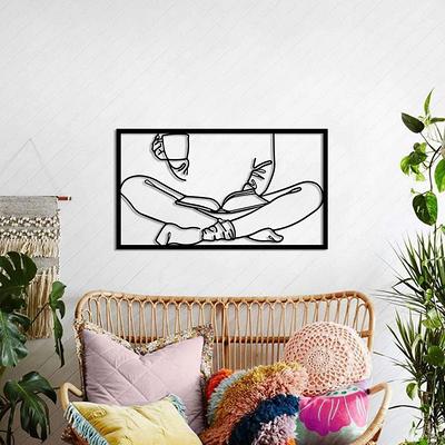 Woman Reading Book Line Art: Floral Bookish Wall Decor