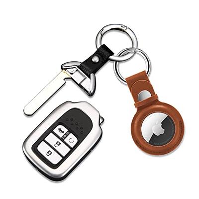 Leather AirTag Holder With Keychain for Keys Luggage or Pets