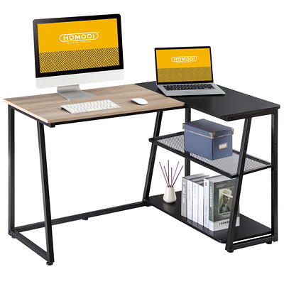 Computer Desk 39.4 Small Spaces Writing Desk with Storage Shelves for Home  Office & Bedroom, Removable Partition 