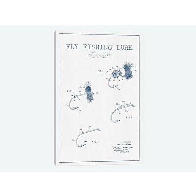 Ink 'P.J. Novak Fly Fishing Lure Patent Sketch' Graphic Art Print on Canvas  in White/Blue East Urban Home Size: 40 H x 26 W x 0.75 D - Yahoo Shopping