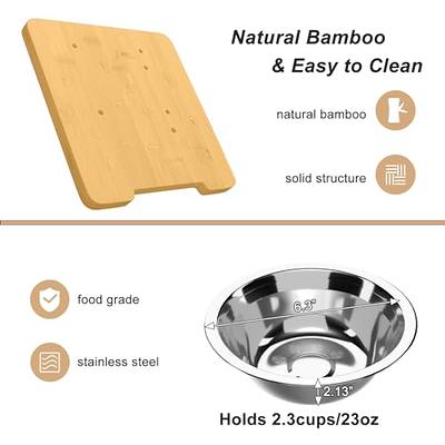 Elevated Dog Bowls, Adjustable Raised Dog Bowl Stand Feeder for Large  Medium Size Dogs and Cats, Durable Bamboo Dog Food Bowl Stand with 2  Stainless Steel Bowls and Non-Slip Feet (Large) 