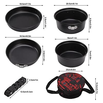  2 Pcs Korean BBQ Grill Pan 6 Layer Coating Non Stick Grill  Round Griddle Pan with 2 Pcs Cover Bag for Gas Open Fire Camping Home  Outdoor Stoves, Circular Size 13