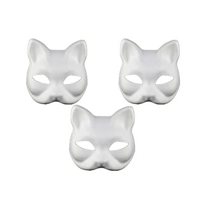 XYBHRC Cat Mask, 3PCS Therian Masks White Cat Masks Blank DIY