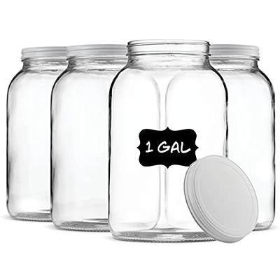 Kitchentoolz 2 Pack - 1 Gallon Glass Mason Jar Wide Mouth with Airtight Metal Lid - Safe for Fermenting Kombucha Kefir - Pickling, Storing