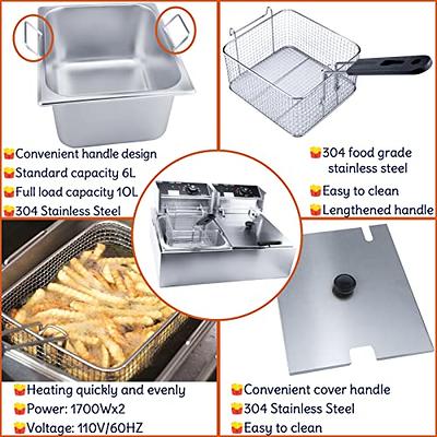 Commercial Deep Fryer with Basket, 3400W 12.7QT/12L, Detachable Large  Capacity Stainless Steel Countertop Electric Oil Fryer with Temperature  Control