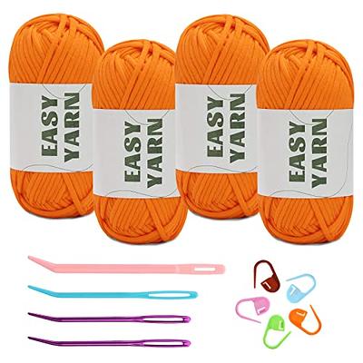  200g Yarn for Crocheting, Crochet Yarn, Easy Yarn for Beginners  with Easy-to-See Stitches, Stitch Marker, Big Eye Blunt Needle, Beginner  Yarn for Crocheting (Dark Red)