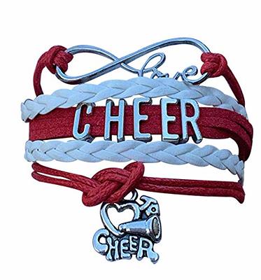 Cheer Bangle Bracelet for Cheerleaders Silvertone Charms I Love Cheer  Adjustable