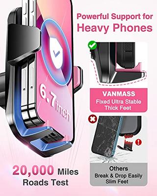 VANMASS 2024【Strongest Suction & Military-Grade】 Car Phone Mount 【Patent &  Safety】Ultimate Cell Phone Holder Handsfree Stand for Dash Windshield Vent  for iPhone 15 Pro Max 14 13 Android & Truck, Pink 