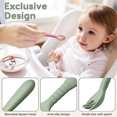 Hsei 12 Pcs Silicone Baby Feeding Forks and Spoons Set Including 6
