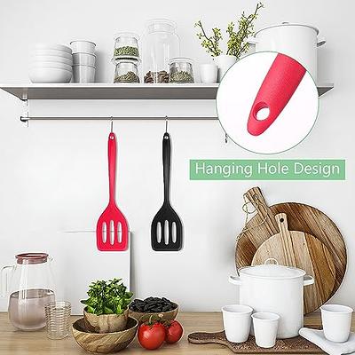 Silicone Mini Kitchen Utensils set of 2 Small kitchen tools Nonstick  Cookware with Hanging Hole, Black+Black 