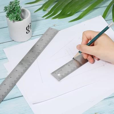 Metal Ruler Cork Backed 6 Inch 12 Inch Stainless Steel Metal Rulers with  Cork Backing Non-Slip Straight Edge Ruler with Inch and Centimeters for