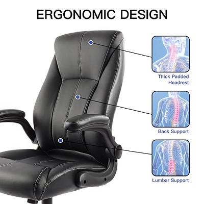 Efomao Desk Office Chair 400LBS, Big High Back PU Leather Computer Chair,  Executive Office Chair with Leg Rest and Lumbar Support, Black Office Chair  - Yahoo Shopping