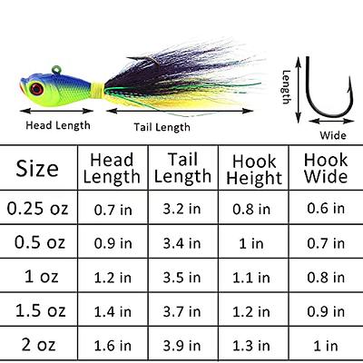 Buy OROOTL Bucktail Jigs Saltwater Hair Jigs Kit, 5pcs Fishing