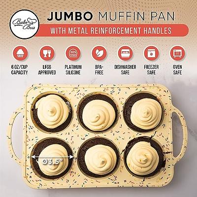 BAKE BOSS Silicone Muffin Pan With Handles, 6 Cups Jumbo Cupcake Pan, Silicone  Muffin Cups for