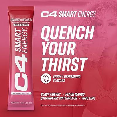 C4 Smart Energy Drink, Cherry Berry Lime, Zero Sugar, Carbonated, Nootropic  Brain Booster, 12 oz, 12 pack 