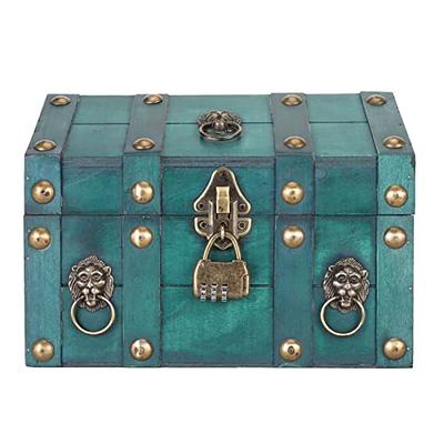 Wood and Leather Treasure Chest Box Decorative Storage Chest Box with Lock  | Handcrafted Decorative Boxes with Lids for Home Decor | Two Different