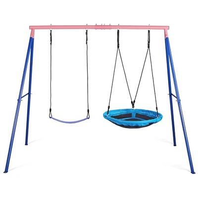 Lunafun Outdoor Swings for Kids, 440lbs, Heavy-Duty A-Frame Metal Outdoor  Swing Stand, 1 Saucer & 1 Belt Swing Seat for Playground, Backyard Blue -  Yahoo Shopping