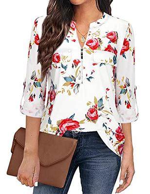 Bulotus Plus Size Blouses for Women, Loose Fit Tunics or Tops to Wear with  Leggings Womens 3/4 Sleeve Tops for Work Casual Spring Tops Fashion 2023,  White Floral, XXXL - Yahoo Shopping