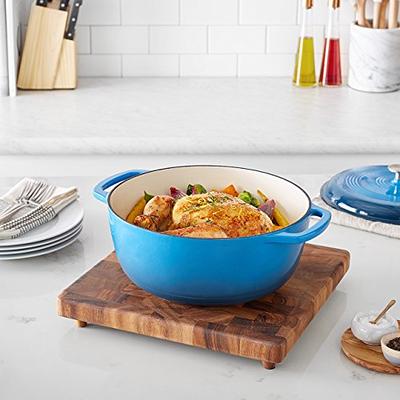 Basics Enameled Cast Iron Covered Dutch Oven, 6-Quart, Blue