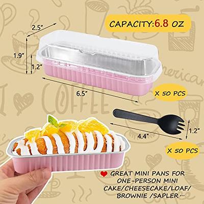 LNYZQUS Mini Loaf Pans With Lids 50 Pack, 6.8oz Rectangle Aluminum Foil  Baking Pans Tins Containers,Disposable Ramekins Baking Cups Muffin Tins