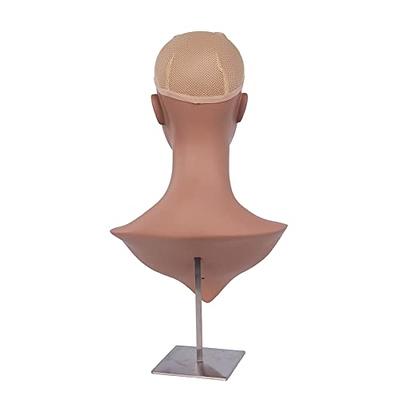 Realistic Female Mannequin Head with Shoulder for Wigs Earrings Hat Display