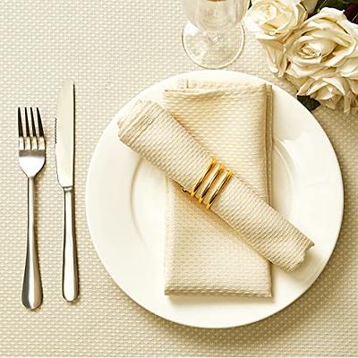 Mebakuk Cloth Napkins Set of 6, Premium 17 x 17 Inch Solid Washable Small  Triangle Weave Napkins, Soft Table Napkin for Wedding Party Restaurant  Dinner Parties (Beige, Set of 6) - Yahoo Shopping