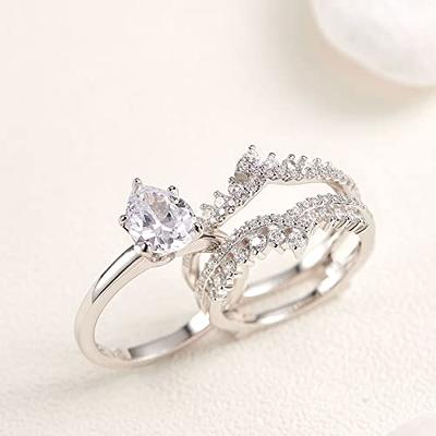 Newshe Wedding Rings for Women Engagement Ring Enhancer Band Bridal Set  Sterling Silver 1.8Ct Cz Size 5-10 (White-Pear, 8) - Yahoo Shopping