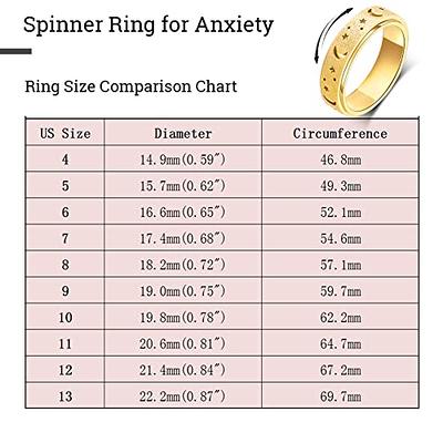 Oreillestar oreillestar anxiety ring for women fidget ring: anxiety relief  items spinner rings for anxiety gold moon star fidget rings fo