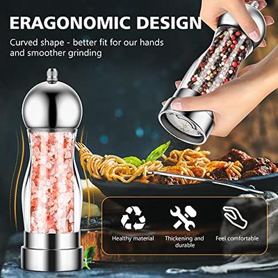 Salt and Pepper Grinder Set - KucheCraft Intuitive Salt Grinder & Pepper  Grinder Refillable - Stainless Steel Manual Salt and Pepper Mill with Aroma