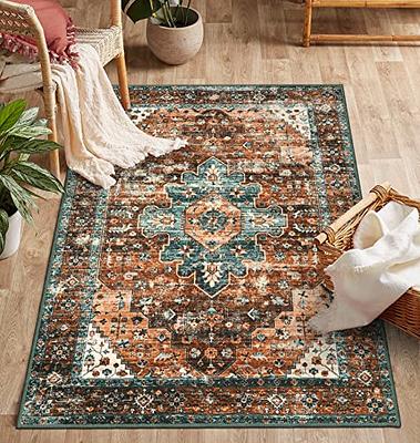 Moynesa Ultra-Thin Washable Vintage Area Rug - 3x5 Boho Non-Slip