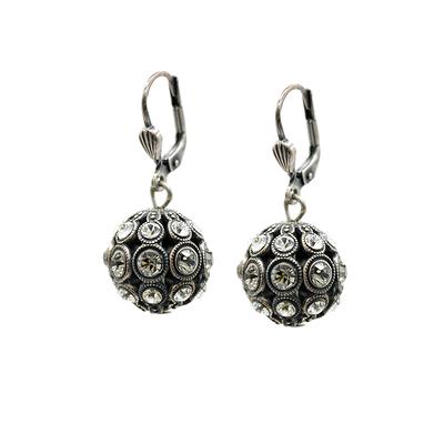 Silver Faberge Style Ball Earrings With Swarovski Crystals in Black ...