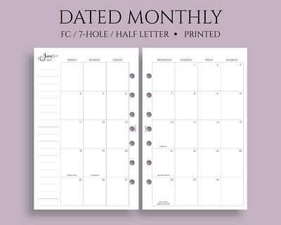  Foiled Pocket Rings Month on 2 Pages Deluxe Planner Calendar  Refill, 3.2 x 4.7