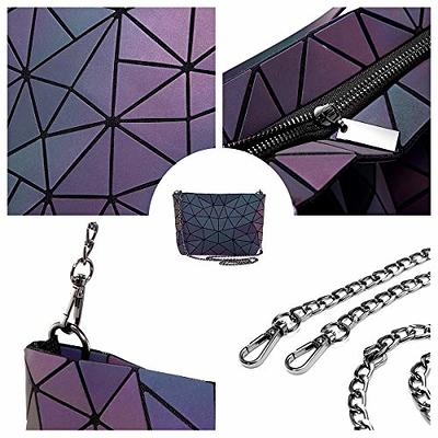 Women Geometric Luminous Purses Handbag Holographic Reflective Crossbody  Bag Wallet Flash Rainbow Tote Bags