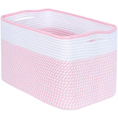 Small Storage Baskets 6 Pack, Fabric Collapsible Gift Storage Baskets For  Shelves, Closets, Nursery, Home, Office Organizing,Small Canvas Linen  Rectangular Storage Bins (6-Pack, White&Pink)