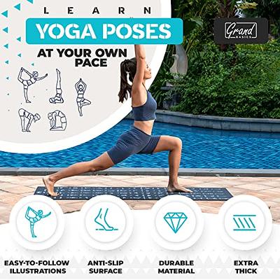 Instructional Yoga Mat with Poses Printed On It & Carrying Strap