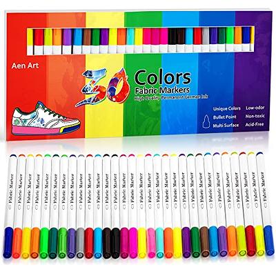  Crafts 4 All Fabric Markers for Clothes - Pack of 2 No Fade,  Dual Tip Permanent Fabric Pens - No Bleed, Machine Washable Shoe Markers  for Fabric Decorating - Laundry Marker