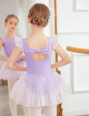 Zaclotre Girls Shiny Ruffle Sleeve Ballet Leotard for Dance
