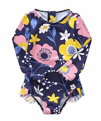 Baby Girls One Piece Swimsuits Long Sleeve Rash Guard Zipper Back Bathing  Suit Sun Protection UPF 50+ Floral 4T - Yahoo Shopping